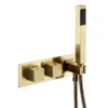 Arezzo Brushed Brass Square Wall Mounted Thermostatic Shower Valve With Handset -Triton Sales Store azsvhbbsql