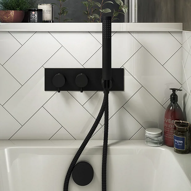 Arezzo Matt Black Round Wall Mounted Thermostatic Shower Valve With Handset 5 Arezzo Matt Black Round Wall Mounted Thermostatic Shower Valve With Handset - Image 3