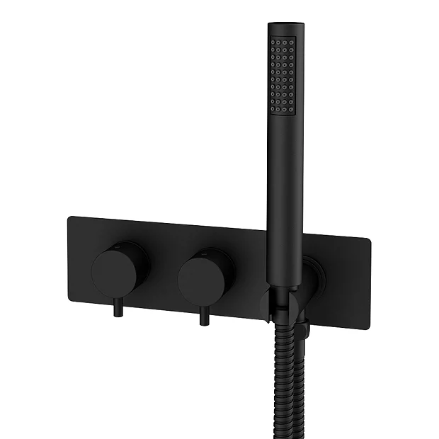 Arezzo Matt Black Round Wall Mounted Thermostatic Shower Valve With Handset 6 Arezzo Matt Black Round Wall Mounted Thermostatic Shower Valve With Handset - Image 4