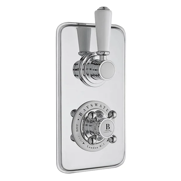 Bayswater White Twin Concealed Thermostatic Shower Valve With Diverter 3 Bayswater White Twin Concealed Thermostatic Shower Valve With Diverter