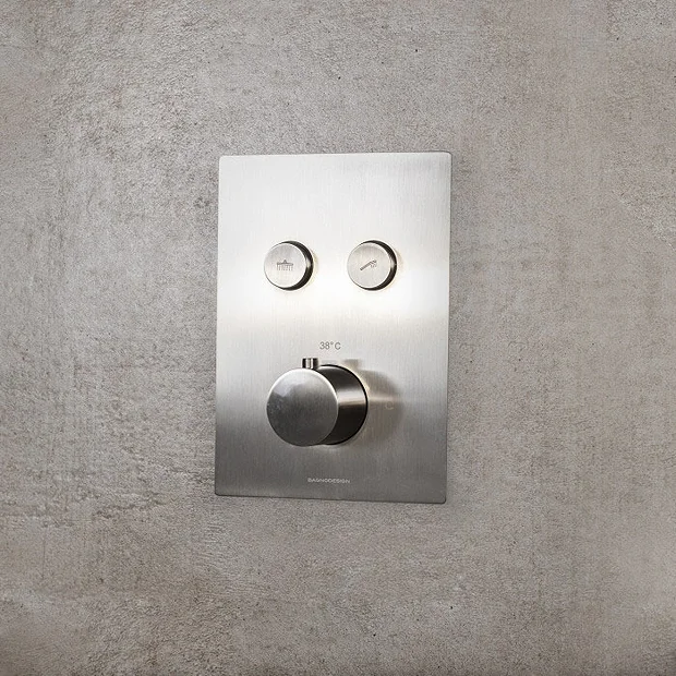 BagnoDesign M-Line Diffusion Brushed Nickel 2 Outlet Thermostatic Shower Valve 3 BagnoDesign M-Line Diffusion Brushed Nickel 2 Outlet Thermostatic Shower Valve