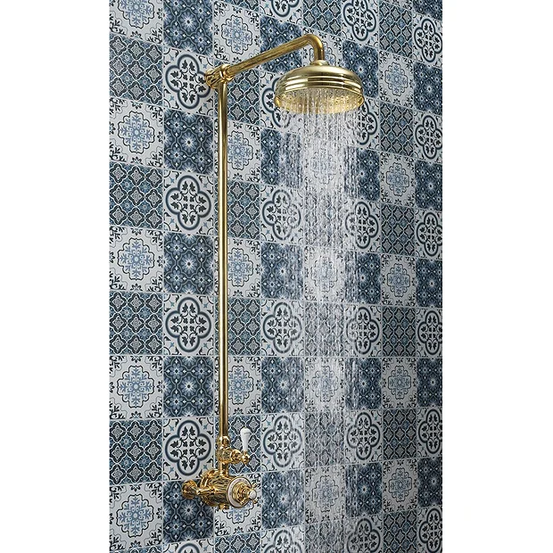 Crosswater Belgravia Unlacquered Brass Thermostatic Shower Valve With 8" Fixed Head 4 Crosswater Belgravia Unlacquered Brass Thermostatic Shower Valve With 8" Fixed Head - Image 2