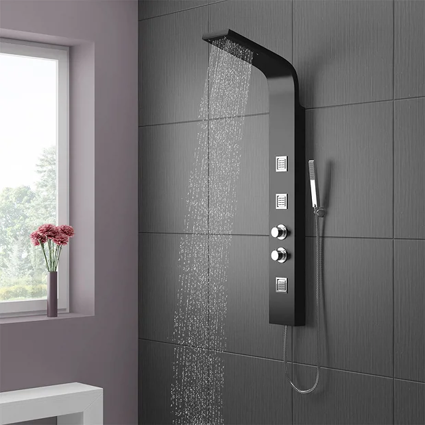 Maverick Tower Shower Panel (Thermostatic) - Black 4 Maverick Tower Shower Panel (Thermostatic) - Black - Image 2