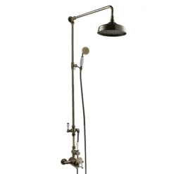 Chatsworth 1928 Antique Brass Exposed Valve Incl. Rigid Riser Kit, Diverter, 8" Rose + Handset -Triton Sales Store cabpk02 d1