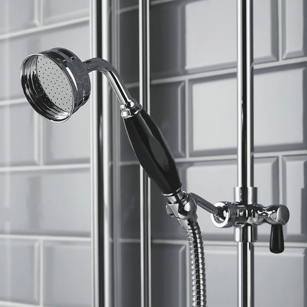 Chatsworth 1928 Black Traditional Push-Button Shower Pack With Slide Rail Kit + Wall Mounted Head 6 Chatsworth 1928 Black Traditional Push-Button Shower Pack With Slide Rail Kit + Wall Mounted Head - Image 4