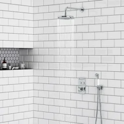 Chatsworth 1928 Traditional Push-Button Shower Valve Pack With Handset + Rainfall Shower Head