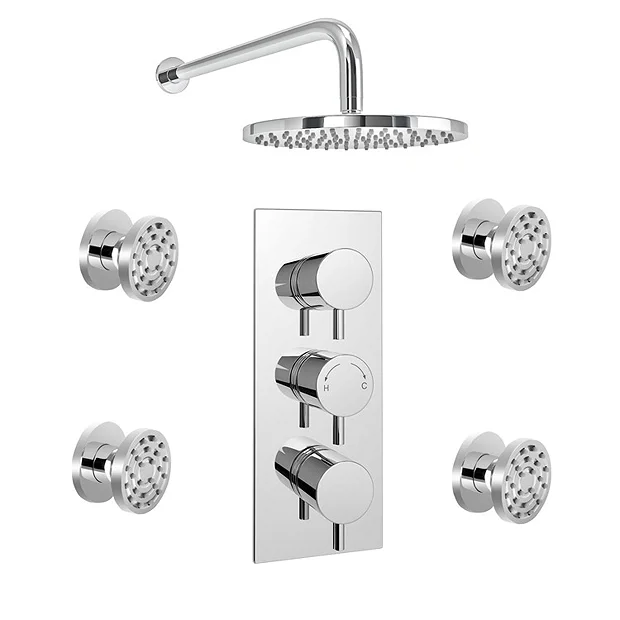 Cruze Triple Concealed Shower Valve With Fixed Shower Head + 4 Body Jets 7 Cruze Triple Concealed Shower Valve With Fixed Shower Head + 4 Body Jets - Image 5