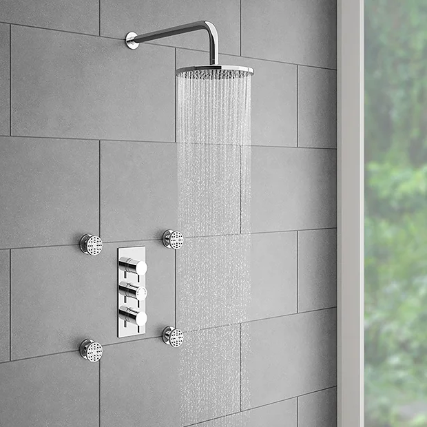 Cruze Triple Concealed Shower Valve With Fixed Shower Head + 4 Body Jets 4 Cruze Triple Concealed Shower Valve With Fixed Shower Head + 4 Body Jets - Image 2