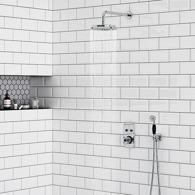 Chatsworth 1928 Traditional Black Two Outlet Push-Button Shower Valve 3 Chatsworth 1928 Traditional Black Two Outlet Push-Button Shower Valve