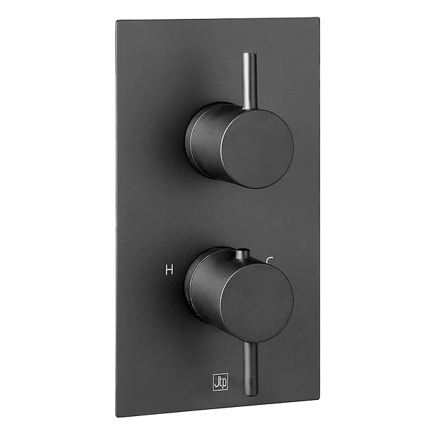 JTP Vos Matt Black Single Outlet Thermostatic Concealed Shower Valve With Designer Handles 3 JTP Vos Matt Black Single Outlet Thermostatic Concealed Shower Valve With Designer Handles