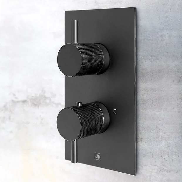 JTP Vos Matt Black Single Outlet Thermostatic Concealed Shower Valve With Designer Handles 4 JTP Vos Matt Black Single Outlet Thermostatic Concealed Shower Valve With Designer Handles - Image 2