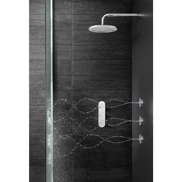 Crosswater - Dial Central 2 Control Shower Valve With 3 Body Jets, Fixed Head & Arm 3 Crosswater - Dial Central 2 Control Shower Valve With 3 Body Jets, Fixed Head & Arm
