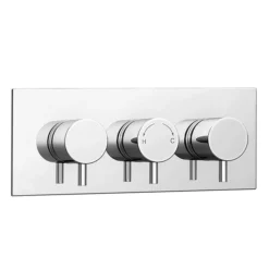 Cruze Triple Round Concealed Thermostatic Shower Valve With Diverter - Chrome