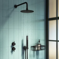 Arezzo Matt Black Concealed Individual Diverter + Thermostatic Control Shower Valve -Triton Sales Store egaz39abnd1
