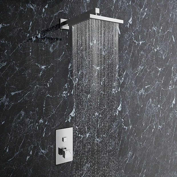 Milan Twin Modern Square Push-Button Concealed Shower Valve 3 Milan Twin Modern Square Push-Button Concealed Shower Valve