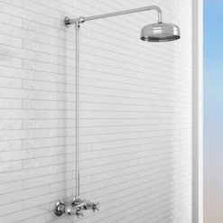 Chatsworth Thermostatic Shower Bar Valve With Rigid Riser & Fixed Head