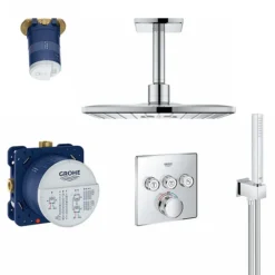 Grohe Grohtherm Smartcontrol Perfect Shower With Ceiling Mounted 310 Cube Shower Head + FREE BASIN TAP -Triton Sales Store gsb1 24166003 d1
