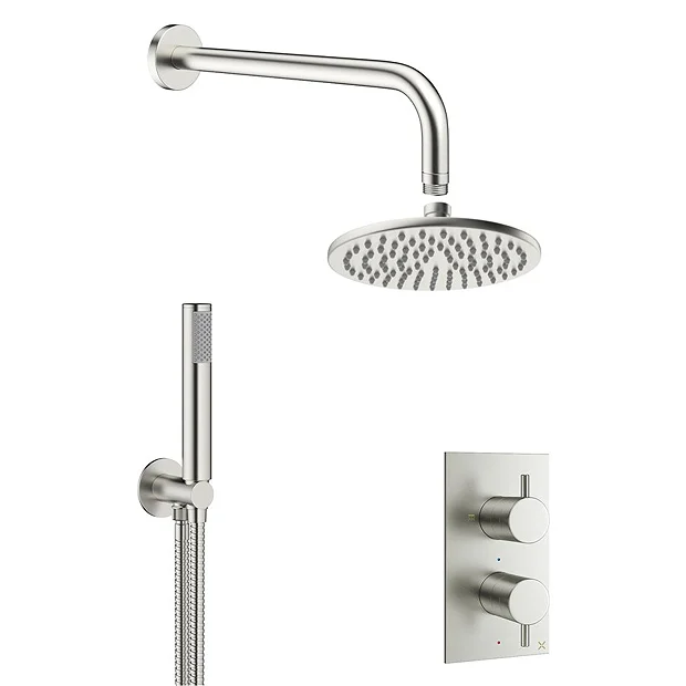 Crosswater MPRO Brushed Stainless Steel Effect 2 Outlet 2-Handle Shower Bundle 3 Crosswater MPRO Brushed Stainless Steel Effect 2 Outlet 2-Handle Shower Bundle