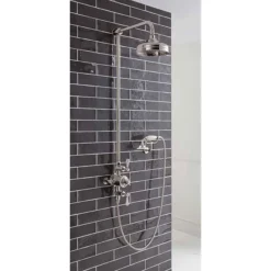 Crosswater - Belgravia Thermostatic Shower Valve With Fixed Head, Handset & Wall Cradle - Nickel 11 Crosswater - Belgravia Thermostatic Shower Valve With Fixed Head, Handset & Wall Cradle - Nickel -Triton Sales Store hg cradlen d2
