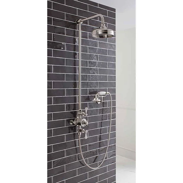 Crosswater - Belgravia Thermostatic Shower Valve With Fixed Head, Handset & Wall Cradle - Nickel 6 Crosswater - Belgravia Thermostatic Shower Valve With Fixed Head, Handset & Wall Cradle - Nickel - Image 4