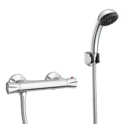 Naples Contemporary Thermostatic Shower Bar Valve + Shower Kit