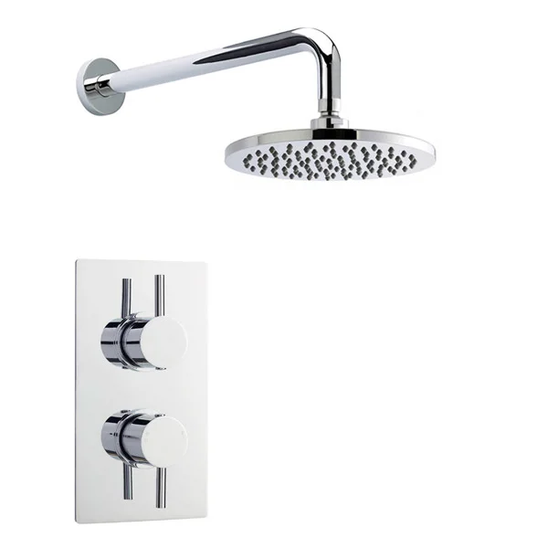 Nuie - Series F II Twin Concealed Thermostatic Shower Valve With Round Shower Head 4 Nuie - Series F II Twin Concealed Thermostatic Shower Valve With Round Shower Head - Image 2