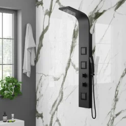 Milan Shower Tower Panel - Matt Black (Thermostatic) -Triton Sales Store mb3bspnl