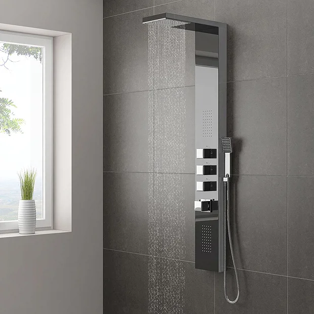 Milan Shower Tower Panel - Dark Chrome (Thermostatic) 4 Milan Shower Tower Panel - Dark Chrome (Thermostatic) - Image 2