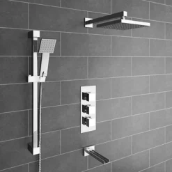Milan Triple Square Concealed Thermostatic Shower Valve With Diverter - Chrome -Triton Sales Store misvcd02 n d4