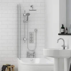 Pablo Triple Thermostatic Valve With Round Shower Head And Slider Rail Kit -Triton Sales Store pttvss d2