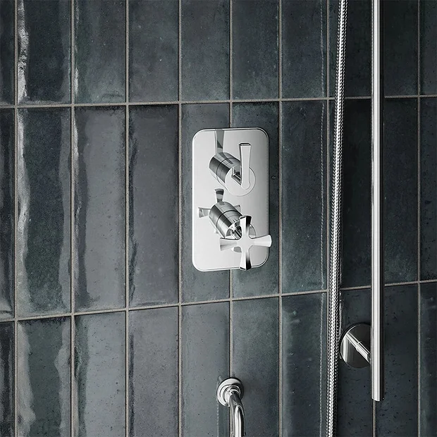 Burlington Riviera Chrome Art Deco 2 Outlet Thermostatic Concealed Shower Valve 3 Burlington Riviera Chrome Art Deco 2 Outlet Thermostatic Concealed Shower Valve
