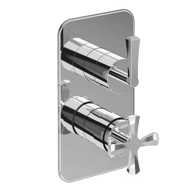 Burlington Riviera Chrome Art Deco 2 Outlet Thermostatic Concealed Shower Valve 4 Burlington Riviera Chrome Art Deco 2 Outlet Thermostatic Concealed Shower Valve - Image 2