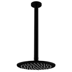 Arezzo Matt Black Round Shower Package With Concealed Valve + Ceiling Mounted Head