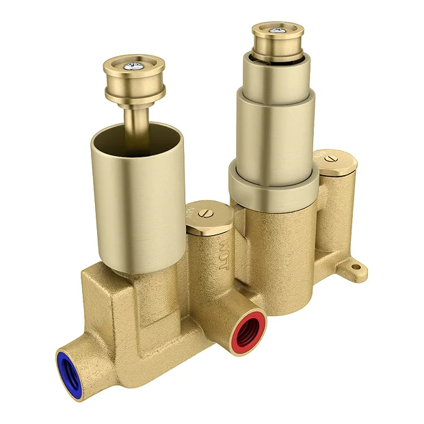 Arezzo Brushed Brass Twin Concealed Shower Valve Inc. 300mm Head + Ceiling Mounted Arm 5 Arezzo Brushed Brass Twin Concealed Shower Valve Inc. 300mm Head + Ceiling Mounted Arm - Image 3