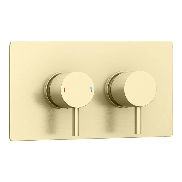 Arezzo Brushed Brass Twin Concealed Shower Valve Inc. 300mm Head + Ceiling Mounted Arm 3 Arezzo Brushed Brass Twin Concealed Shower Valve Inc. 300mm Head + Ceiling Mounted Arm