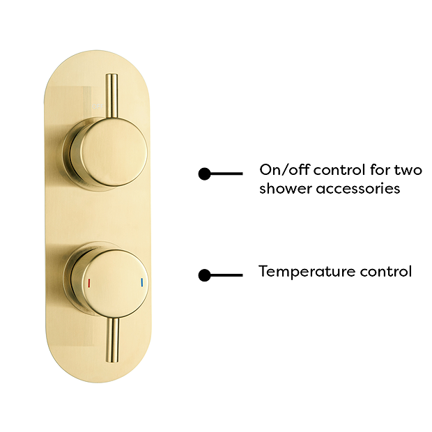 Arezzo Brushed Brass Round Thermostatic Shower Pack With Head + Handset (Oval Backplate) 7 Arezzo Brushed Brass Round Thermostatic Shower Pack With Head + Handset (Oval Backplate) - Image 5