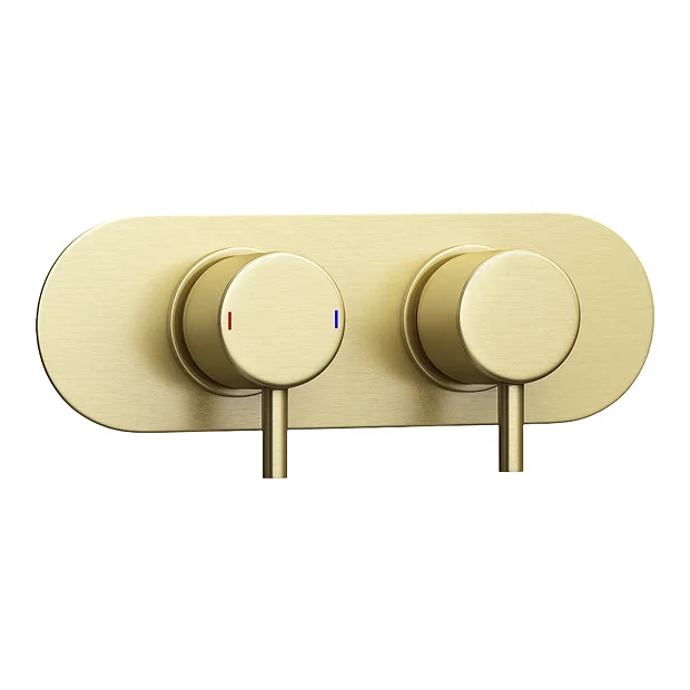Arezzo Brushed Brass Round Thermostatic Shower Pack With Head + Handset (Oval Backplate) 3 Arezzo Brushed Brass Round Thermostatic Shower Pack With Head + Handset (Oval Backplate)