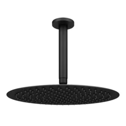 Arezzo Matt Black Round Shower Package With Concealed Valve + 300mm Ceiling Mounted Head