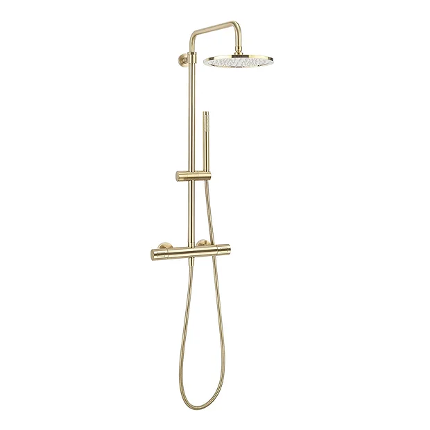 Crosswater Central Brushed Brass Height Adjustable Thermostatic Shower 4 Crosswater Central Brushed Brass Height Adjustable Thermostatic Shower - Image 2