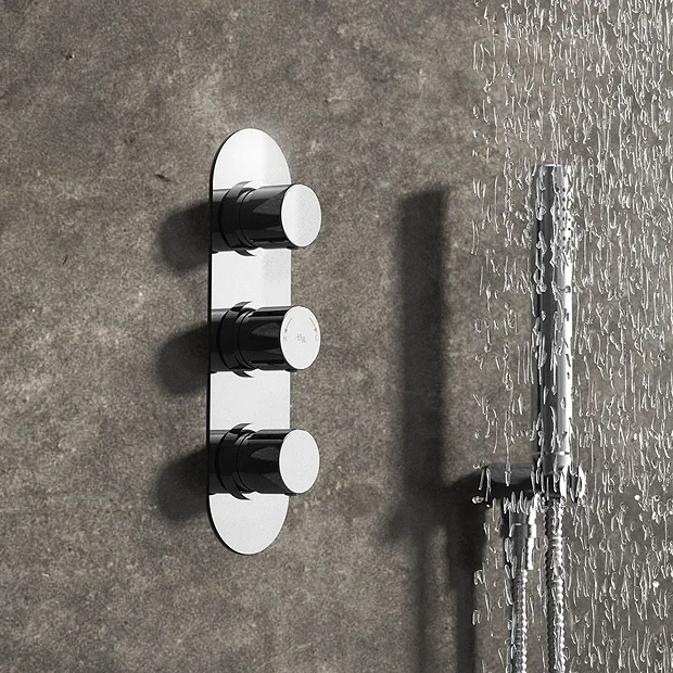 Hudson Reed Round Triple Concealed Thermostatic Shower Valve With Diverter 3 Hudson Reed Round Triple Concealed Thermostatic Shower Valve With Diverter