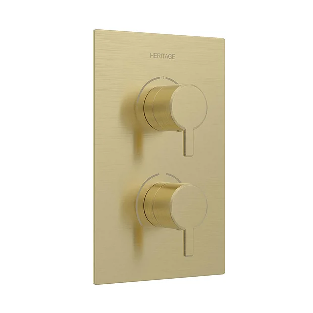 Heritage Dartmouth 2 Outlet Twin Concealed Thermostatic Shower Valve - Brushed Brass 3 Heritage Dartmouth 2 Outlet Twin Concealed Thermostatic Shower Valve - Brushed Brass