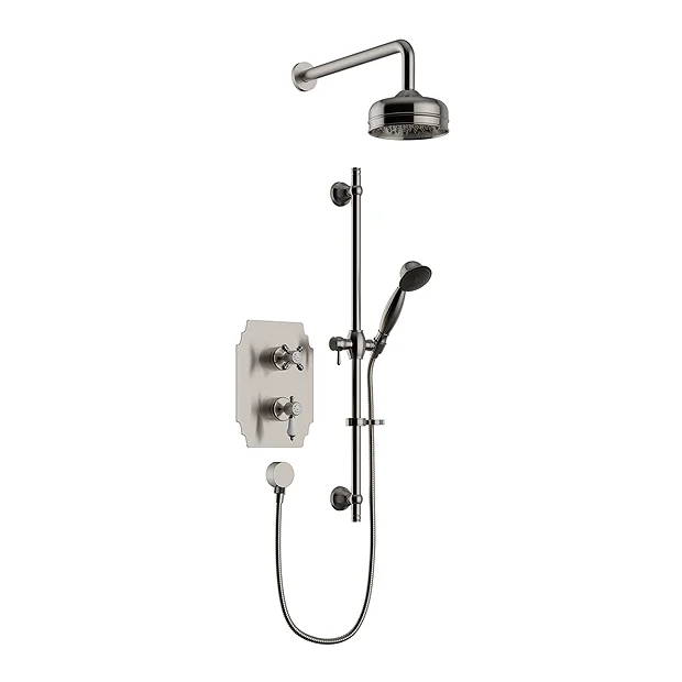 Heritage Glastonbury Recessed Shower With Premium Fixed Head & Flexible Riser Kit - Brushed Nickel 3 Heritage Glastonbury Recessed Shower With Premium Fixed Head & Flexible Riser Kit - Brushed Nickel