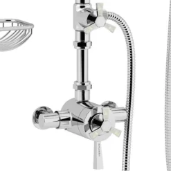 Heritage Gracechurch Mother Of Pearl Exposed Shower With Deluxe Fixed Riser Kit & Diverter To Handset -Triton Sales Store sgrdmopdual01 d1