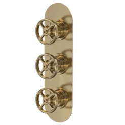 Hudson Reed Revolution Industrial Triple Concealed Thermostatic Shower Valve With Diverter - Brushed Brass