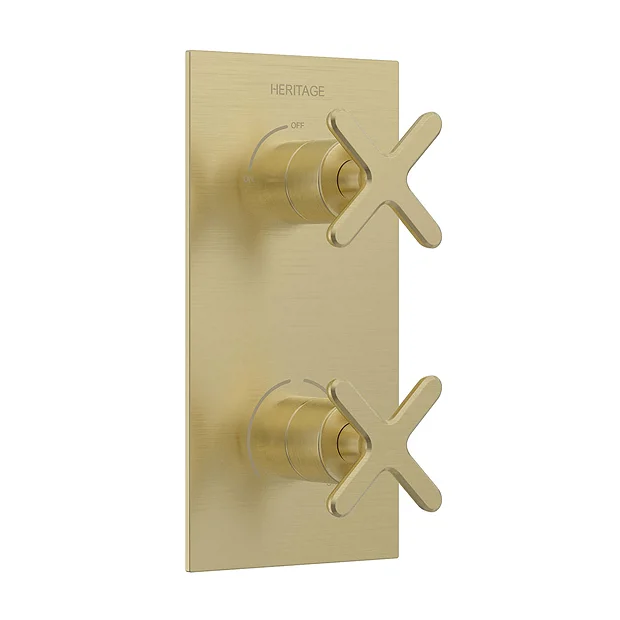 Heritage Salcombe 2 Outlet Twin Concealed Thermostatic Shower Valve - Brushed Brass 3 Heritage Salcombe 2 Outlet Twin Concealed Thermostatic Shower Valve - Brushed Brass