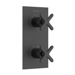 Heritage Salcombe 2 Outlet Twin Concealed Thermostatic Shower Valve - Matt Black