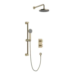 Heritage Salcombe Concealed Thermostatic Shower With Fixed Head And Flexible Kit - Brushed Brass