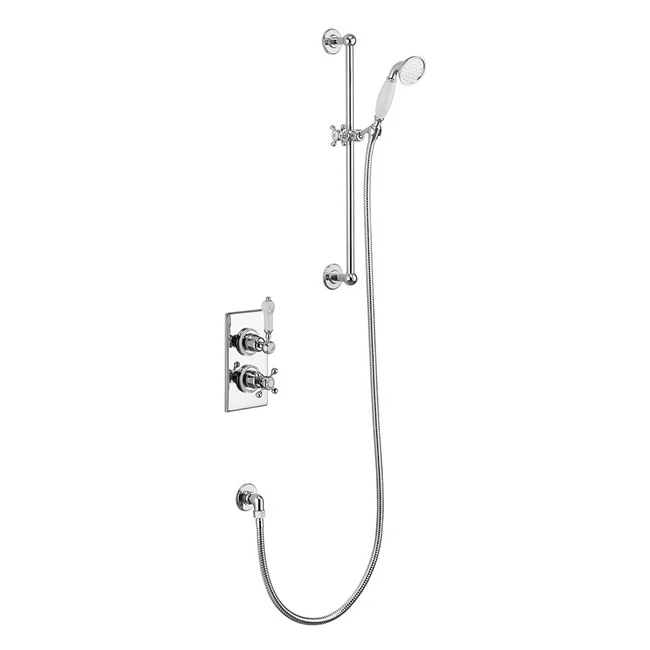 Burlington Trent Thermostatic Concealed Single Outlet Shower Valve With Slide Rail, Hose & Handset 3 Burlington Trent Thermostatic Concealed Single Outlet Shower Valve With Slide Rail, Hose & Handset