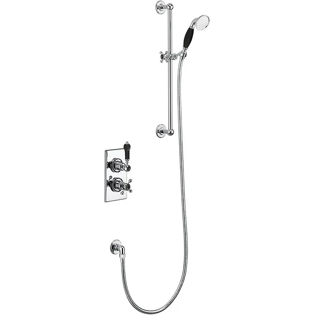 Burlington Trent Black Thermostatic Concealed Single Outlet Shower Valve With Slide Rail, Hose & Handset 3 Burlington Trent Black Thermostatic Concealed Single Outlet Shower Valve With Slide Rail, Hose & Handset