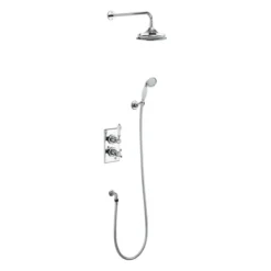 Burlington Trent Thermostatic Concealed Two Outlet Diverter Shower Valve, Hose & Handset With Fixed Shower Head